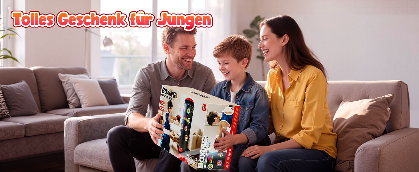 Інтерактивна дитяча боксерська груша з підсвіткою та звуком, надувна, з рукавичками, для хлопчиків 6-12 років, червона