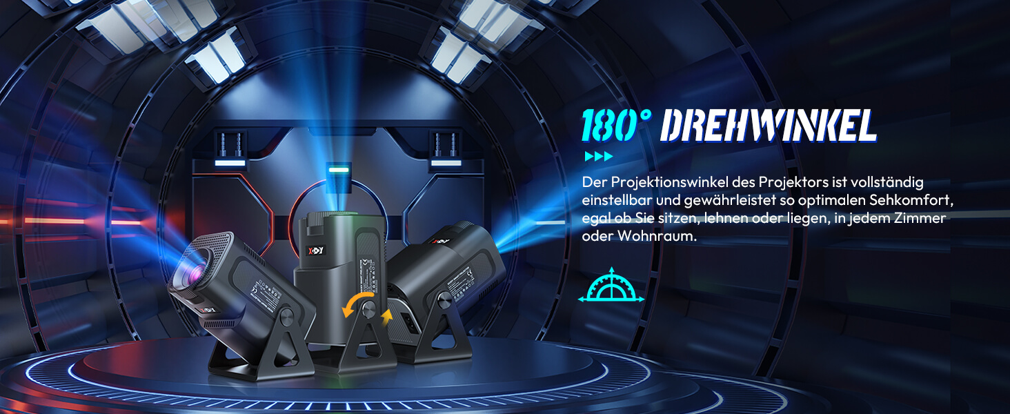 Проектор Xgody Gimbal 3: 12000 Люмен, Android 11.0, 4K, WiFi 6, Bluetooth, Автоматична корекція трапецеїдальних спотворень, для домашнього кінотеатру (білий/чорний)