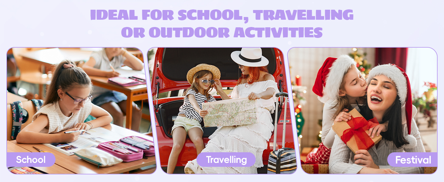 Шкільний рюкзак для дівчинки-підлітка 3 в 1, 2025, з ланч-боксом та пеналом, для ноутбука 15.6', гімназія, старша школа, подорожі - фіолетовий