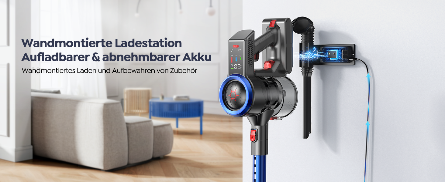 Бездротовий пилосос BuTure VAC 450W, 38000Pa, з зарядкою від підлоги, 55 хв роботи, потужний, з сенсорним екраном, для підлоги та килимів, з контейнером 1,5 л