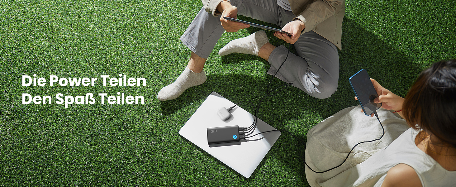 Power Bank INIU 10000mAh, ультратонкий, USB C, 3A, ліхтарик, сумісний з iPhone, Samsung, Huawei, чорний