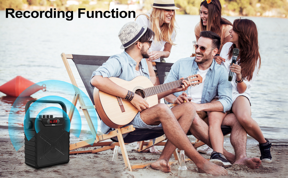 Портативна караоке-машина з 2 UHF мікрофонами, Bluetooth, підсилювач басів для дітей та дорослих, PA-система