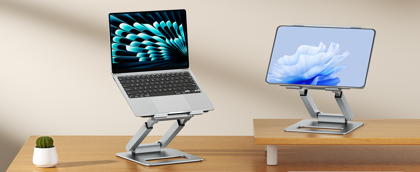Adjustable Laptop Stand for Desk - Telescoping Design, Ergonomic Riser for 10-17 Inch Laptops (Silver)