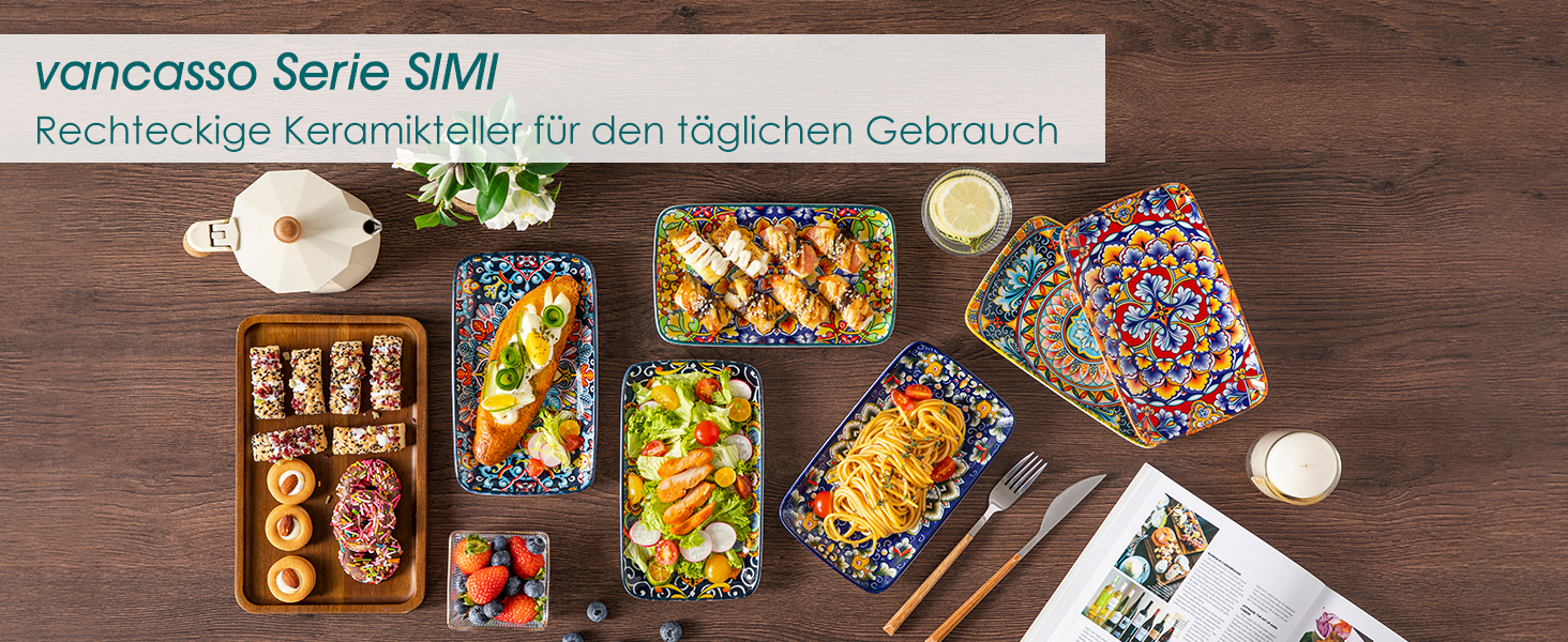 Набір тарілок Vancasso Servierplatten Porzellan, 6 шт., 22 x 13 x 2.3 см, 8.5 дюймів