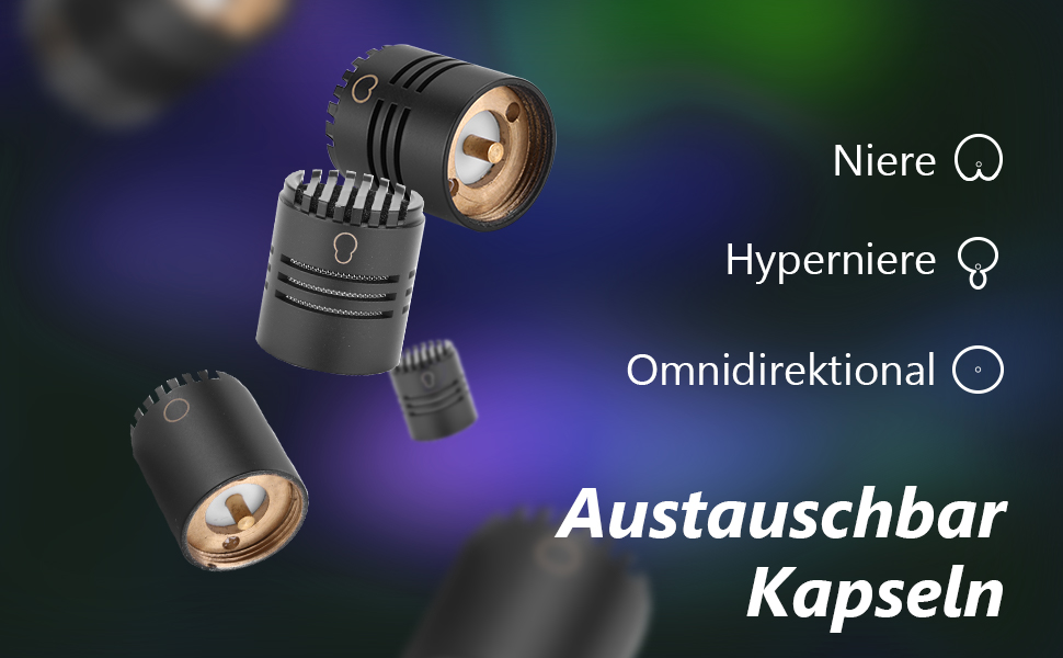 Neewer Конденсаторний мікрофон з капсулами (Omni, Cardioid, Supercardioid) + вітрозахист, кліпса та кейс для акустичних інструментів, 2 шт.