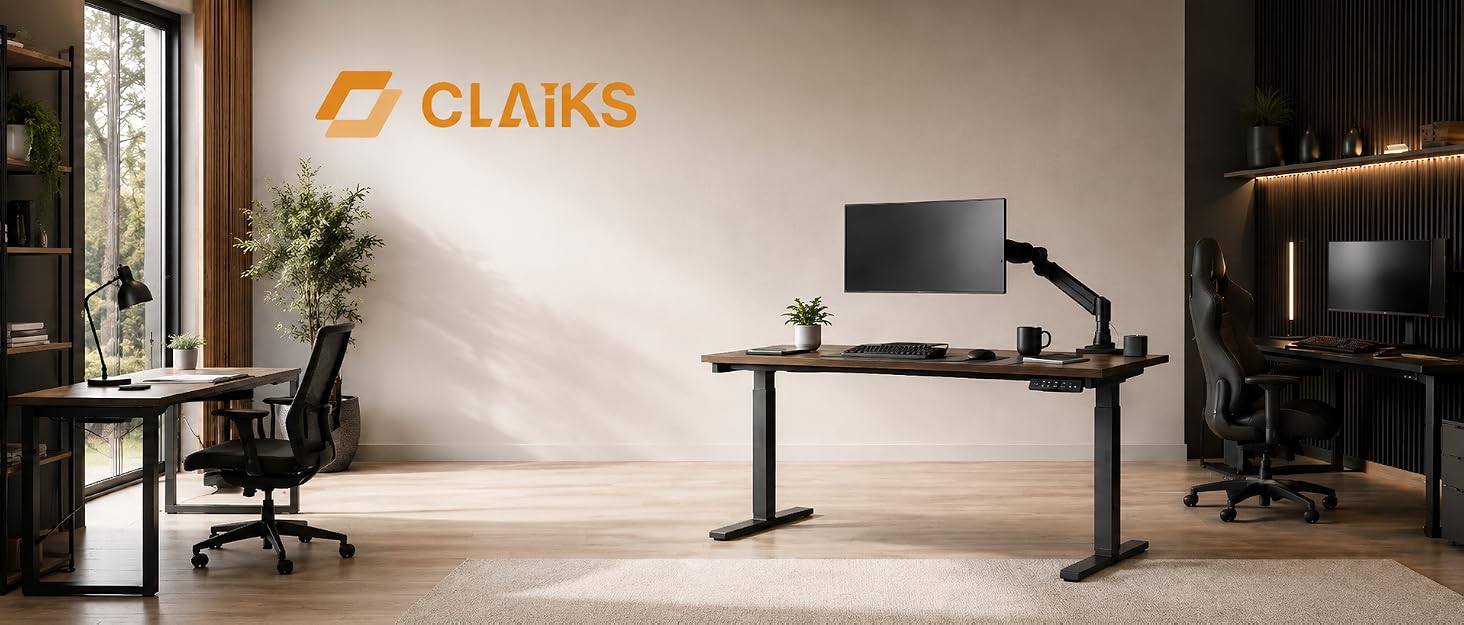 Електричний підйомний стіл Claiks зі скляною стільницею 100x60 см, регульований письмовий стіл для офісу та дому, білий