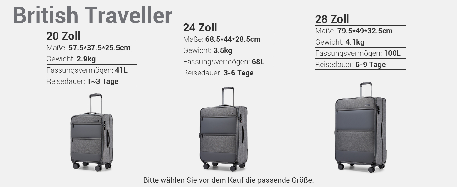 Розширюваний валіза British Traveller, 100 л, сірий, з TSA замком, 79.5x49x32.5 см