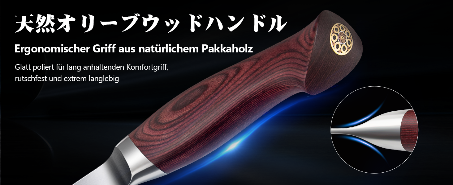 Ніж кухарський SANMEIHO Kochmesser 20 см, професійний, японський, сталь 10Cr15MoV (5 шарів), ручка Pakka-Wood, серія OKINAWA