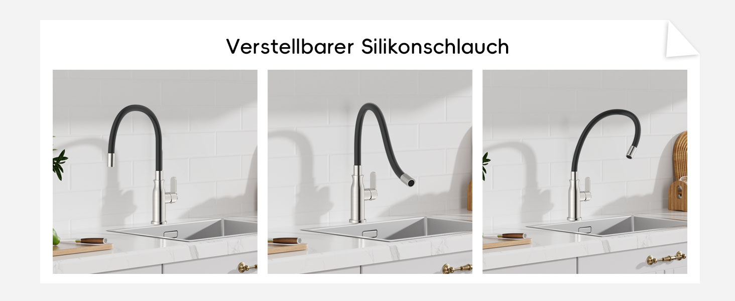 Кран кухонний APPASO 3-в-1 з трьома виходами, чорний, з нержавіючої сталі, для фільтрів води, поворотний на 360°, 2 ручки, низький тиск