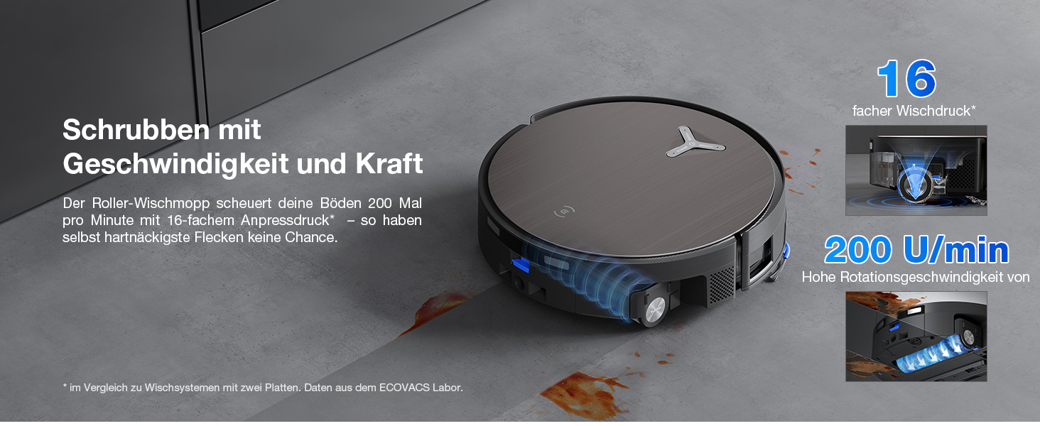 Робот-пилосос ECOVACS DEEBOT T30C Pro Omni GEN 2 з функцією миття, потужність 15400Pa, автопорожнення, гаряча сушка, час роботи 200 хв, ідеальний для шерсті тварин та килимів