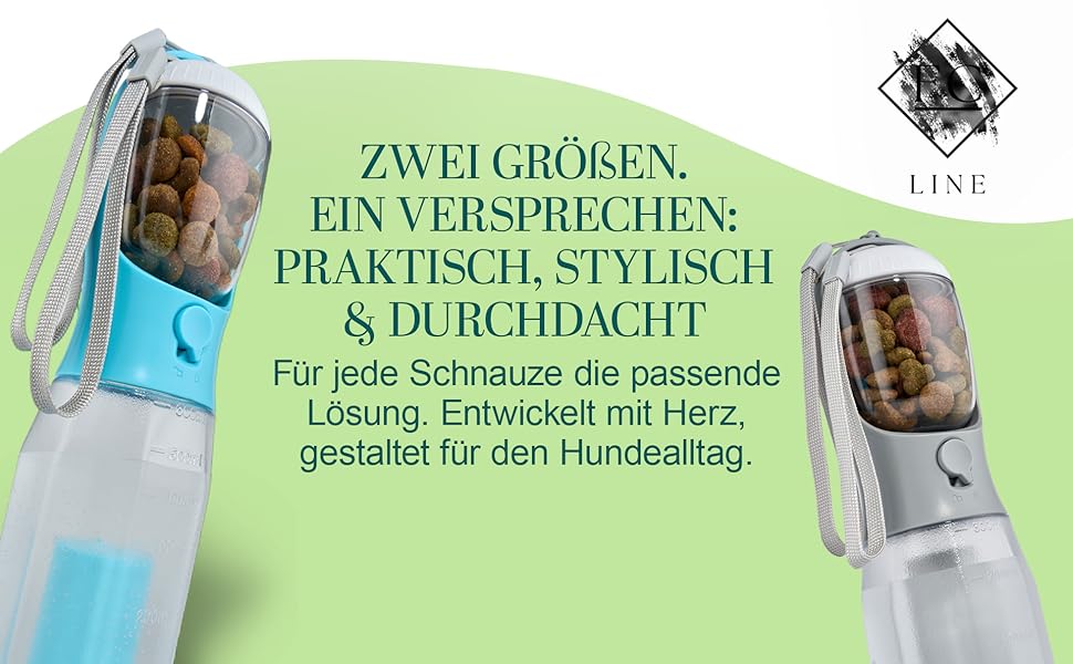 Поїлка для собак на прогулянці 300 мл - 3-в-1 (поїлка та миска) | Без витоку, BPA-free, з функцією повторного наповнення | Вода для маленьких та середніх собак сірого кольору 300 мл