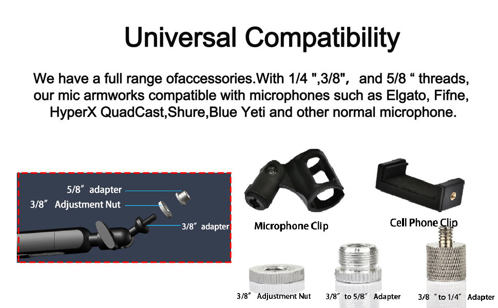 Кріплення для мікрофона з низьким профілем та каналами для кабелів – для Blue Yeti, Snowball iCE, HyperX QuadCast, Elgato Wave та інших