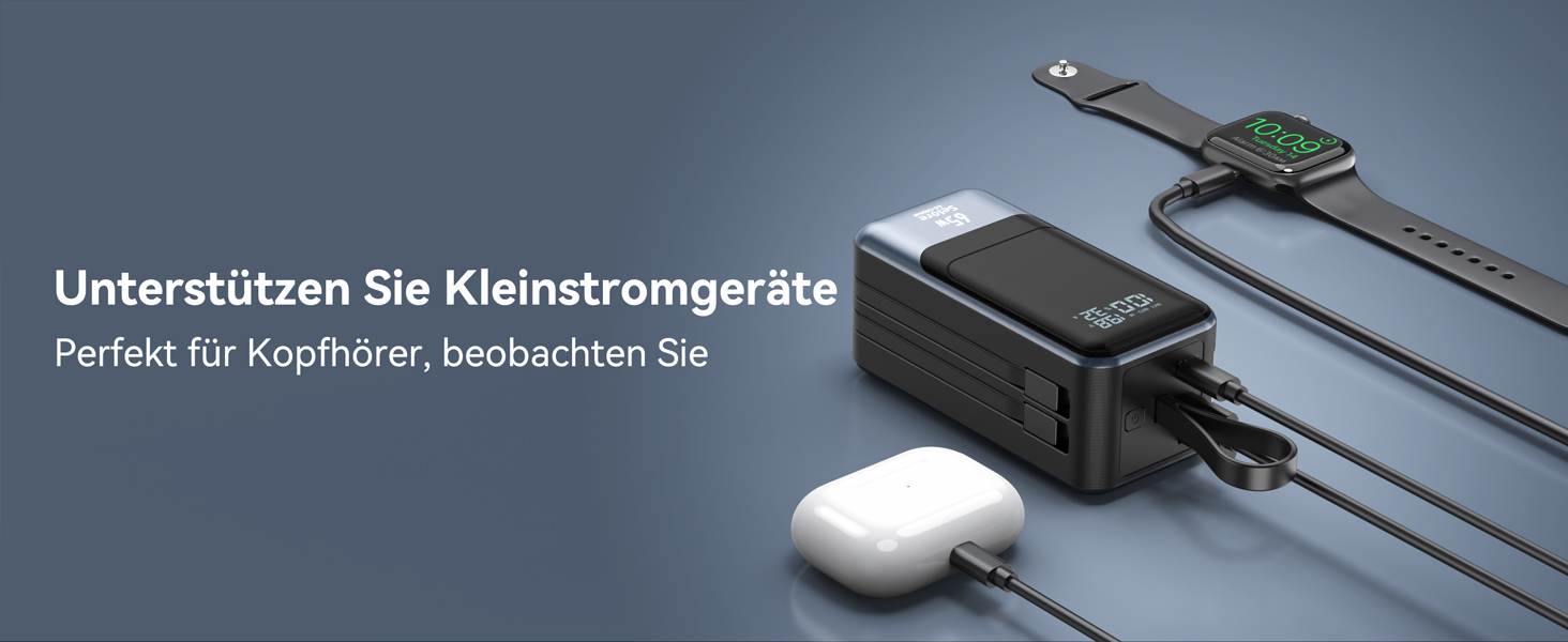 Power Bank Selore&S 65W з USB-C, 4 порти, для ноутбуків, MacBook, iPad, iPhone, Galaxy, Steam Deck, дронів, чорний