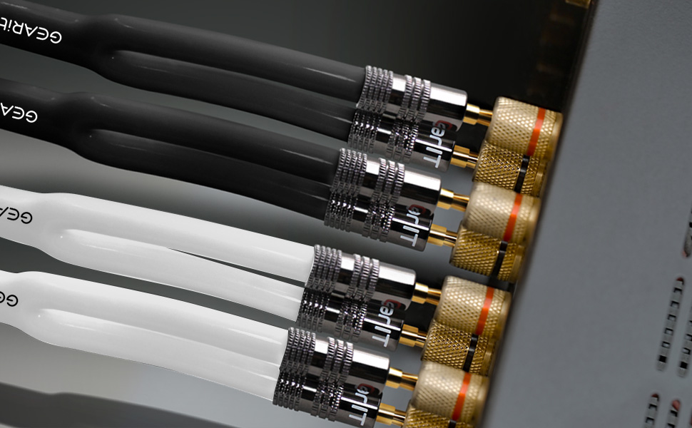 Акустичний кабель GEARit OFC 2 x 2,5 мм² (14 AWG), 1.8м, Hi-Fi аудіо кабель для колонок з позолоченими банановими роз'ємами, білий