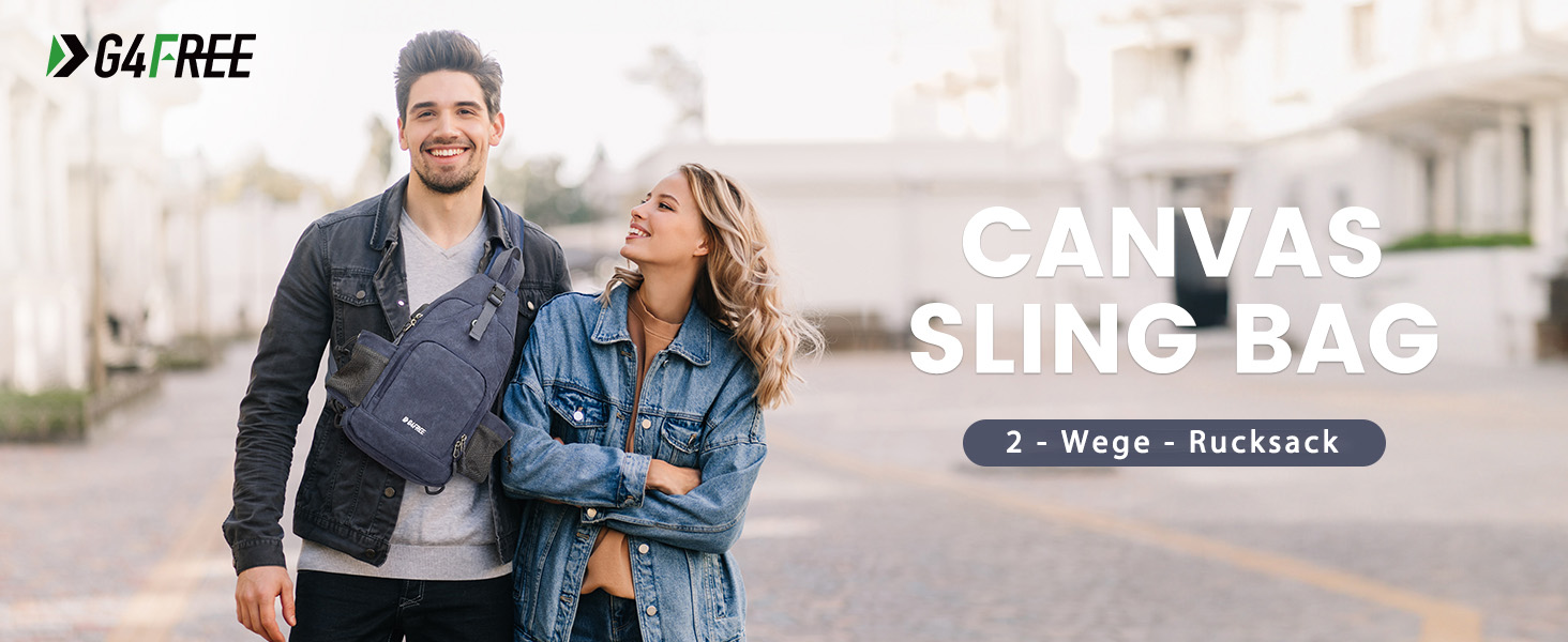 Сумка через плече G4Free на канвісі (Dunkelgrau) - для подорожей, хайкінгу, бігу, альпінізму