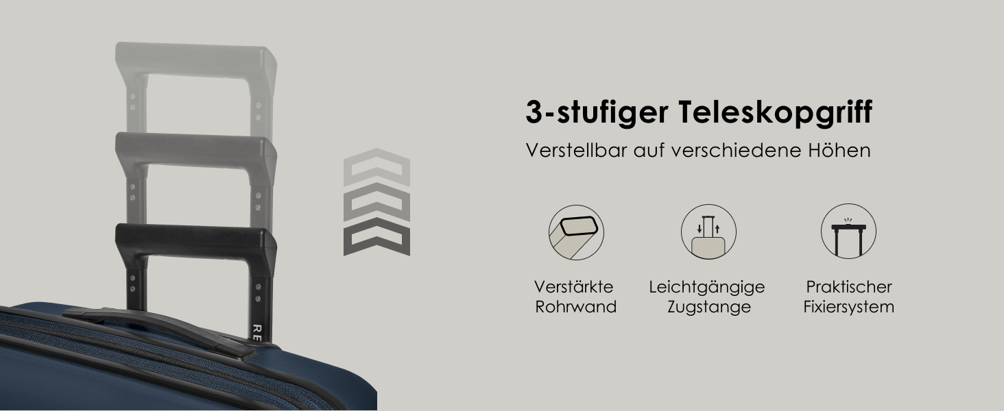 Набір валіз REDOLZ Essentials 11 Trolley Set 3-teilig Midnight Blue (56 см) – розширюваний