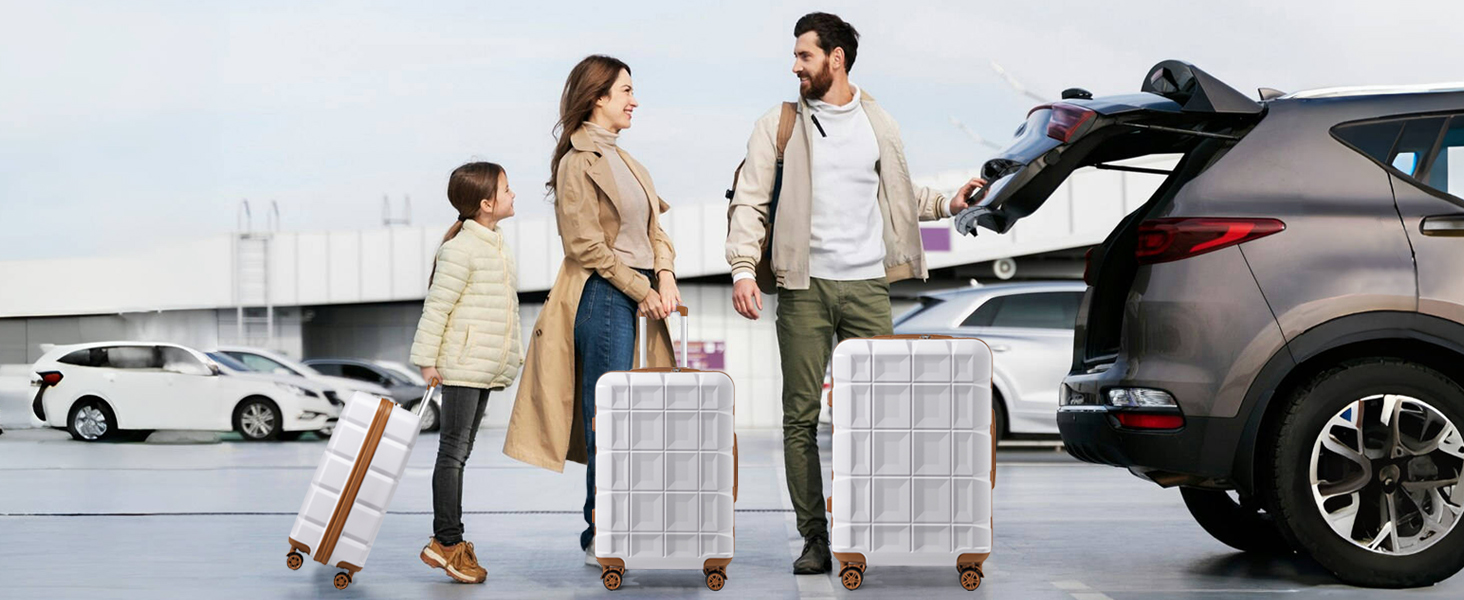 Набір валіз KONO 4 шт. з ABS, TSA-замок, коліщата-двійники, M-L-XL, білий