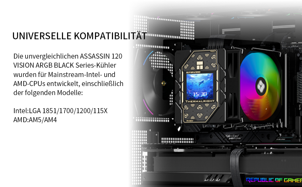 Кулер для процесора Thermalright Peerless Assassin 120 VISION MAX ARGB Black, 2 вентилятори TL-K12 PWM, 5