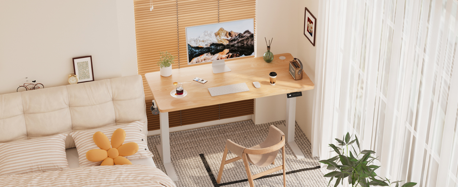 Devoko Electric Standing Desk with Memory - 160x60cm Beige