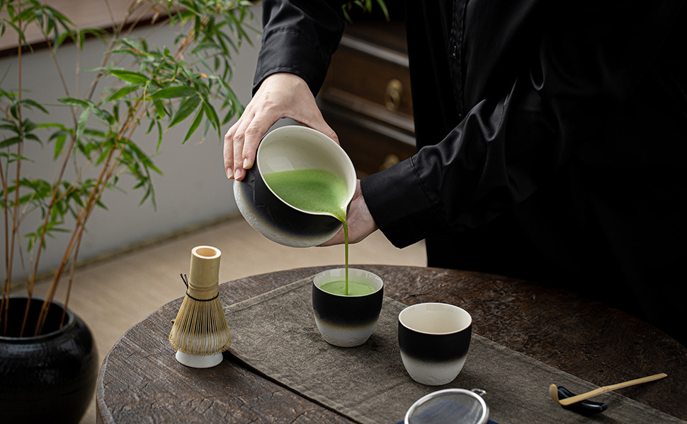 Японська чашка для чаю TEANAGOO з кераміки, 205 мл, темно-сіра, H4. Набір чашок для чаю, японський стиль, азіатський дизайн.