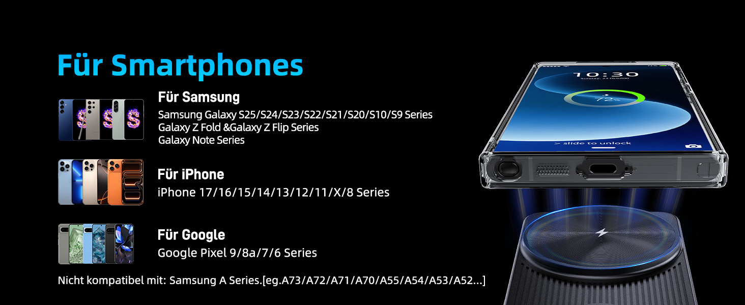 Бездротова зарядка 3-в-1 MagSafe для Samsung Galaxy S25 Ultra та інших моделей, з підтримкою годинників та навушників