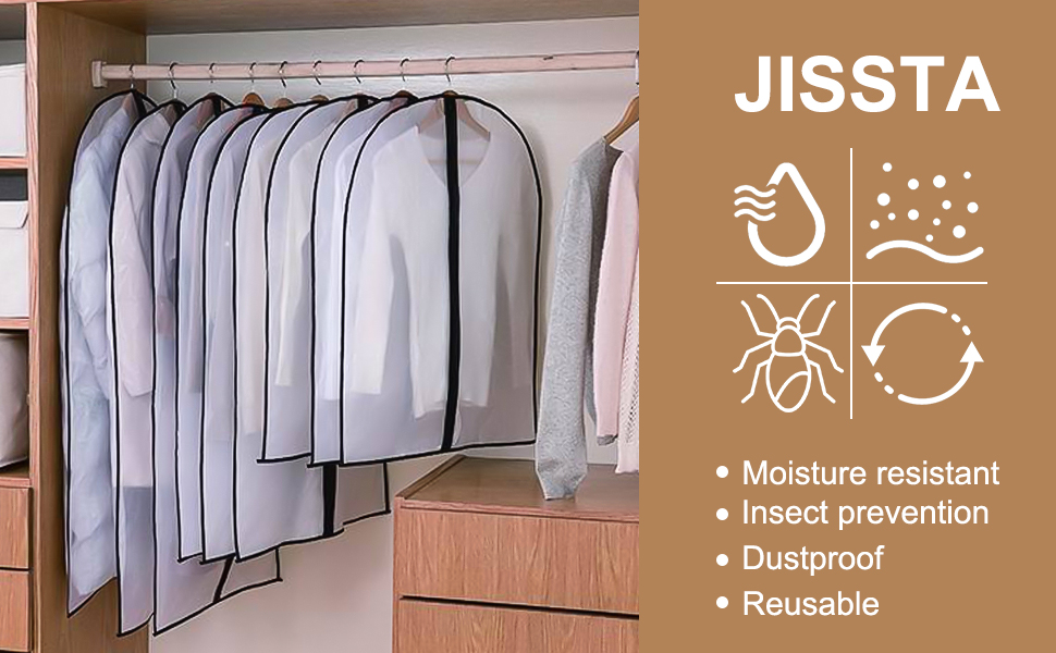 16 чорних мішків для одягу з блискавкою, 60 x 120/100/80 см. Захисні мішки для одягу, костюмів, пальто, суконь, сорочок. Організація та зберігання одягу.