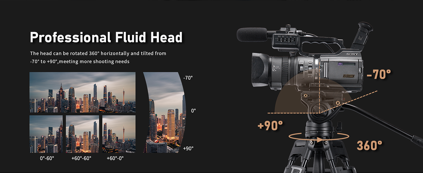 Штатив відео Cayer BF30L з пливним кріпленням, 73' (22м) – міцний штатив для DSLR, відеокамер, камер (13.2 кг)