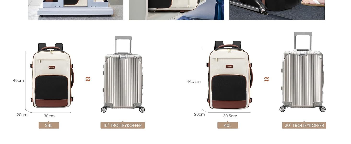 LOVEVOOK Рюкзак ручної поклажі, 40L, для подорожей та бізнесу, чорний