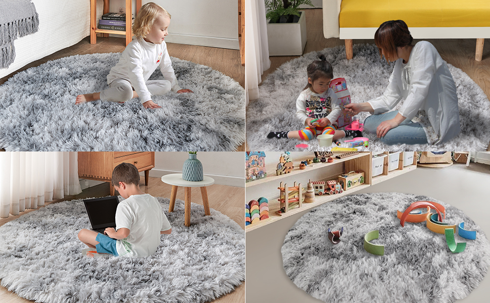 Килим для вітальні, дитячої, спальні 200x300 см, темно-синій, миючий, з антиковзанням, високий ворс