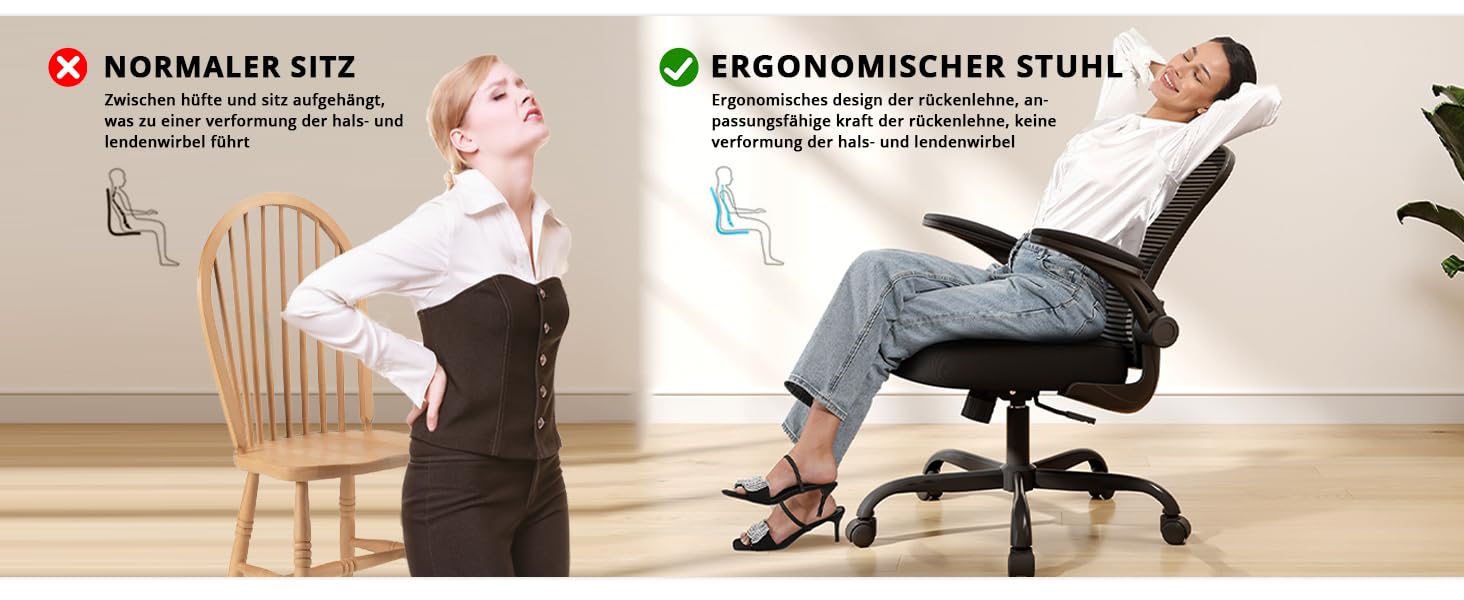 Офісне крісло Synorla: ергономічне, чорне, 150 кг, регульована поперекова підтримка