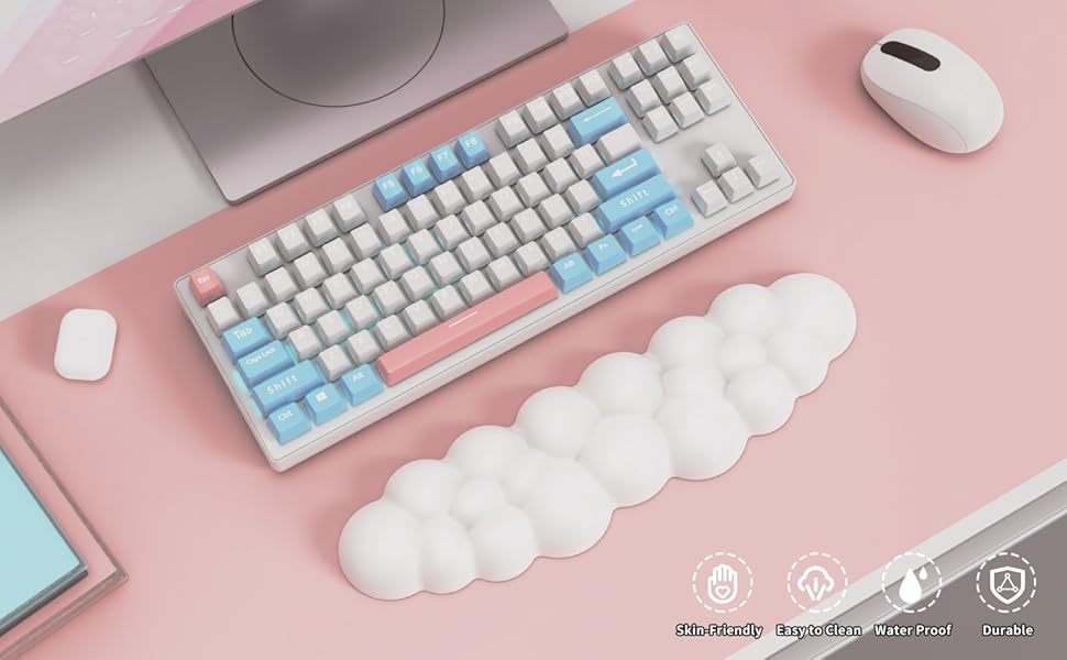 Підставка для зап'ястя під клавіатуру Sushret з PU-шкіри та memory foam, у формі хмаринки (ангелові крила)