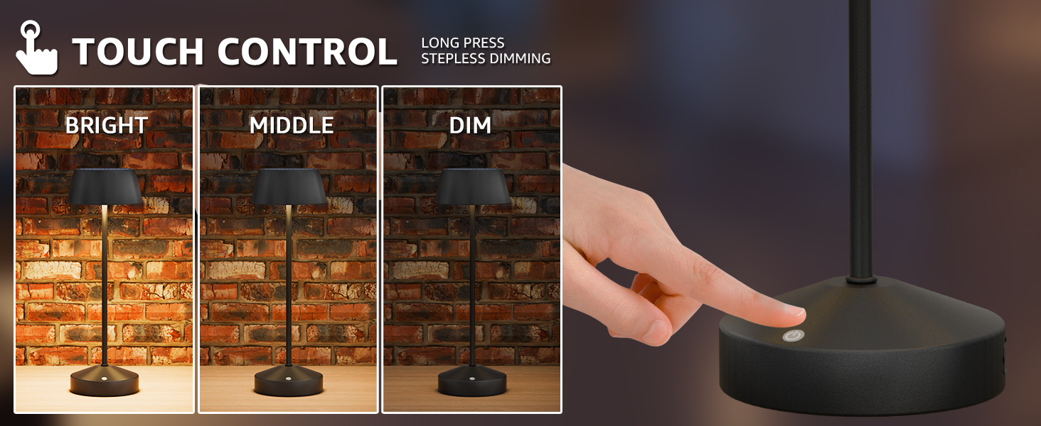 Світлодіодні настільні лампи сонячні LED 2 шт. для вулиці 3000K з сенсорним вимикачем, акумуляторні, димовані, IP44 для кемпінгу, саду, балкону, тераси