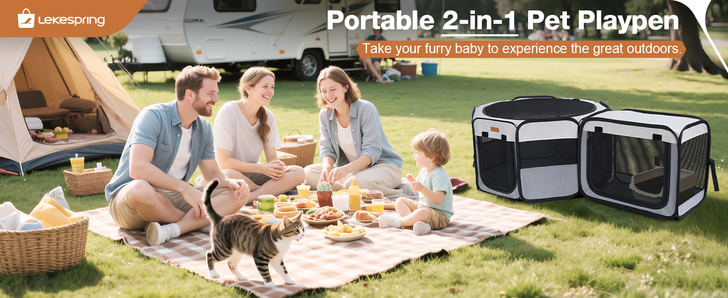 Складаний вольєр для цуценят та котів 120x40 см - 2-в-1, сірий та білий, для дому та вулиці, з сумкою для перенесення, для кошенят, цуценят та дрібних тварин