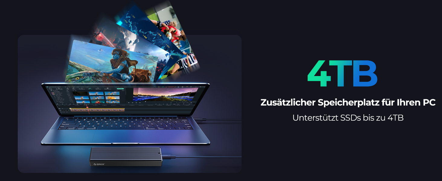 Зовнішній корпус (кейс) ORICO M.2 NVMe SSD USB-C 3.2 Gen2 10Gbps для PCIe M-Key/M+B Key (2230/2242/2260/2280), з підтримкою UASP