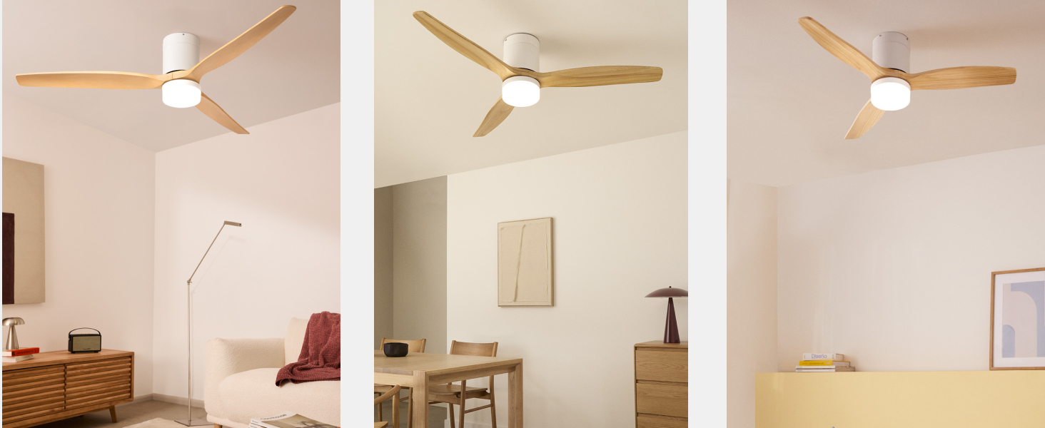 Вентилятор стельовий WINDCALM ABS з підсвічуванням, білий, з пультом, 40W, Ø112cm, 6 швидкостей, 3 режими LED, таймер, літньо-зимовий режим