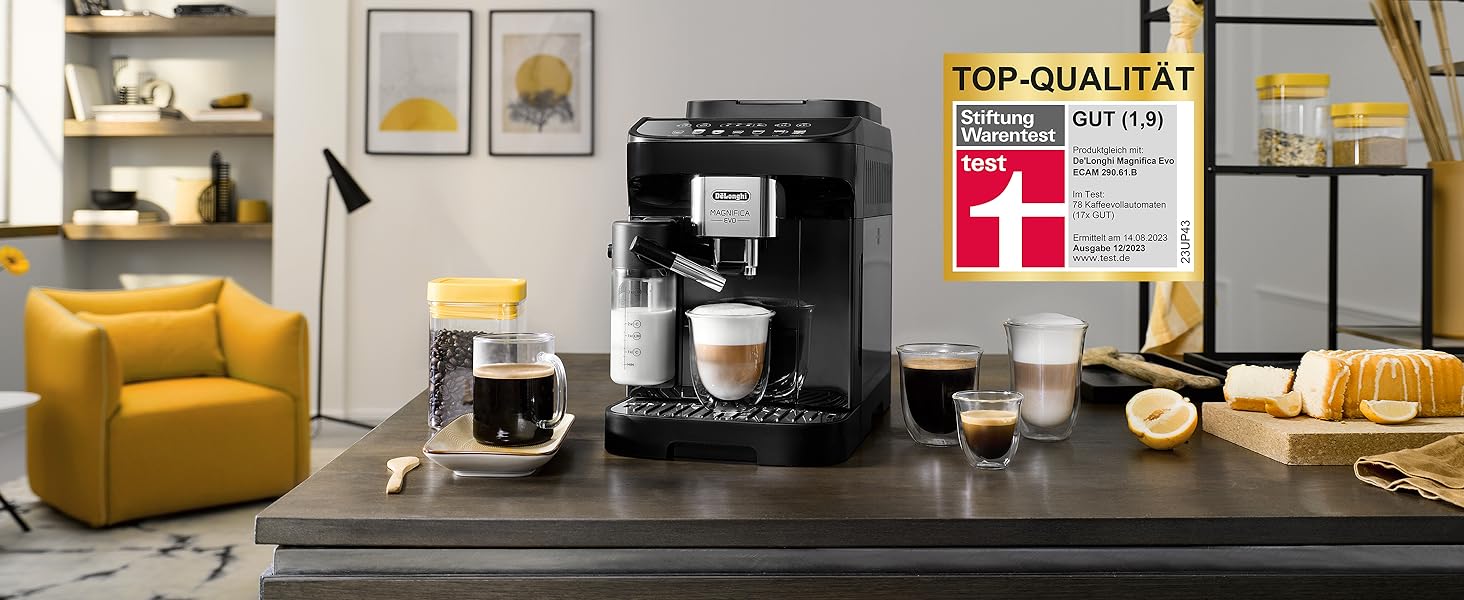 Кавомашина De'Longhi Magnifica Evo ECAM 292.81.B з LatteCrema, 7 прямих кнопок, 2-купові, чорна