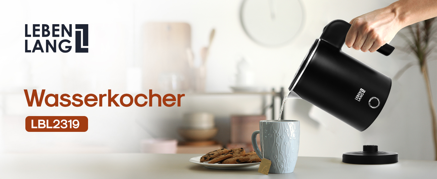 Електричний чайник для подорожей LEBENLANG Edelstahl 500 мл - нержавіюча сталь, BPA-Free, 600W, білий, енергоефективний, 0.5 л, для кемпінгу та подорожей (чорний)