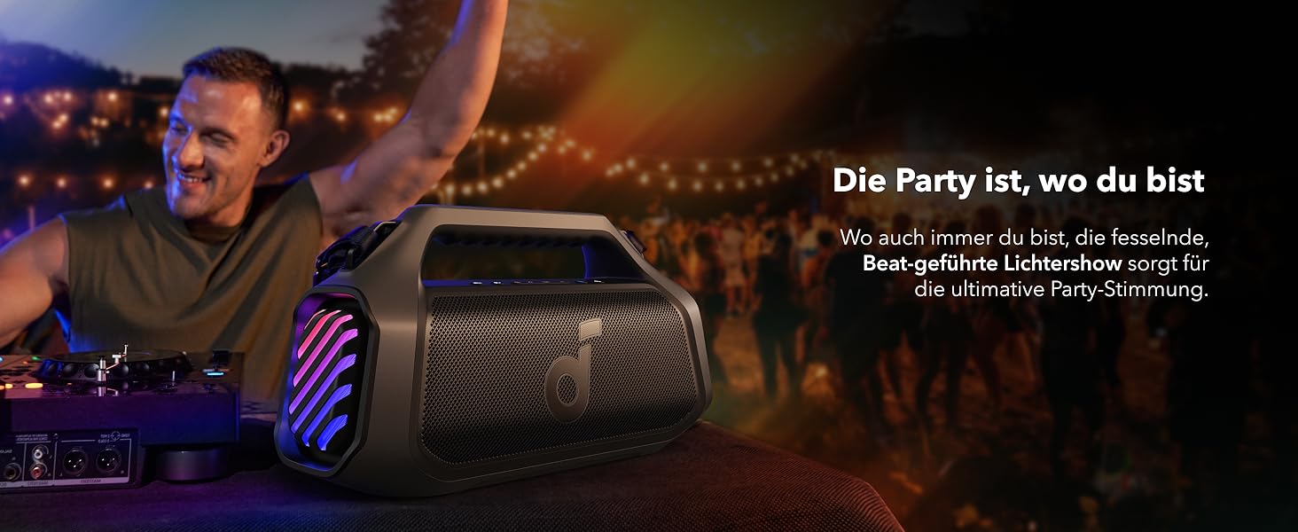 Soundcore Boom 2 Plus: Портативна Bluetooth колонка з RGB-підсвічуванням, 140W, IPX7, Power Bank, чорний