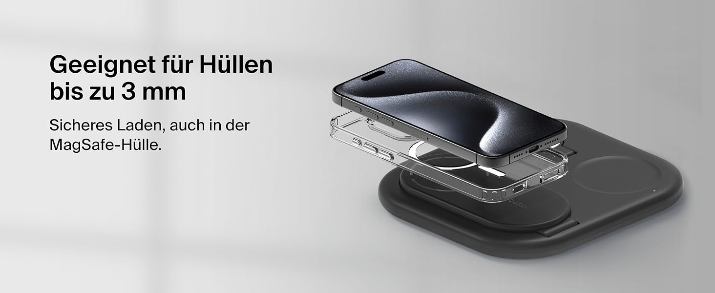 Зарядний пристрій Belkin BoostCharge 3-в-1 з підтримкою MagSafe Qi2, 15 Вт, складаний підставка для iPhone, Apple Watch, AirPods, з адаптером живлення – Чорний