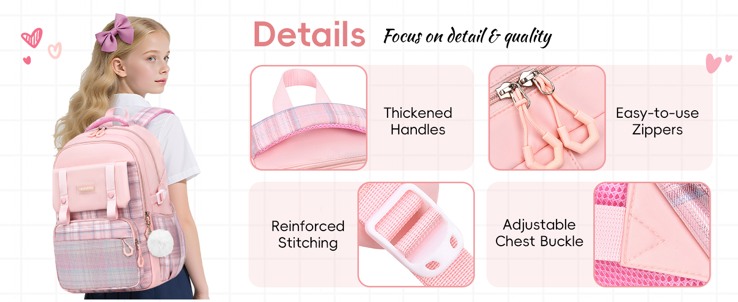 Шкільний рюкзак для дівчаток 1-5 клас, 2025. Ергономічний рюкзак для дітей з нагрудним ременем, водонепроникний, 27L, чорний. Kawaii дизайн.