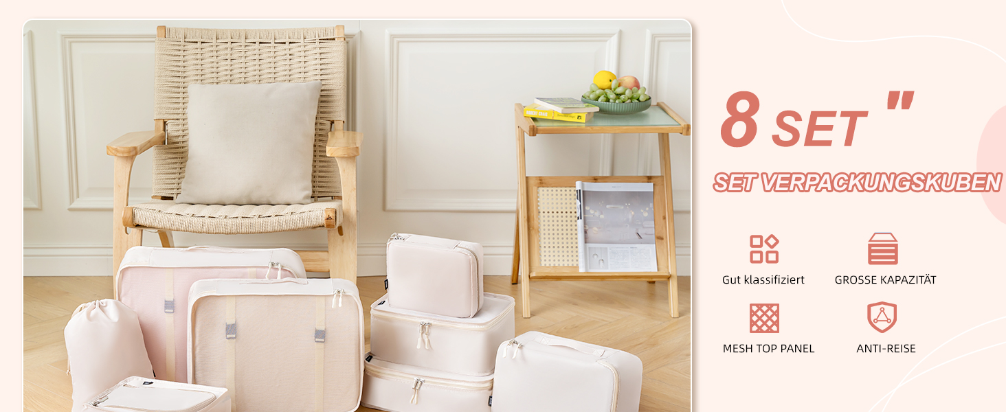 Набір органайзерів для подорожей BAGAIL (8 шт.), колір помаранчевий