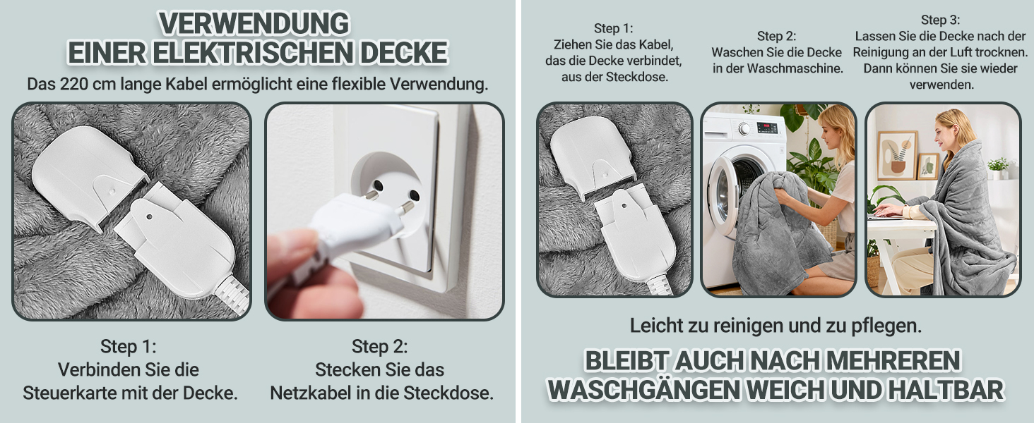 Електрична ковдра Charmofun з автовимкненням, 130x180 см, 8 режимів нагріву, таймер 12 годин, пральна машина, тепла двошарова ковдра з фланцелю для ліжка, дивана, офісу, світло-сіра