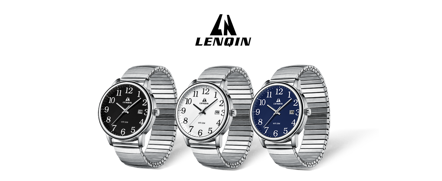 Годинник чоловічий LN LENQIN аналоговий кварцовий з нержавіючої сталі, з датою (блакитний)