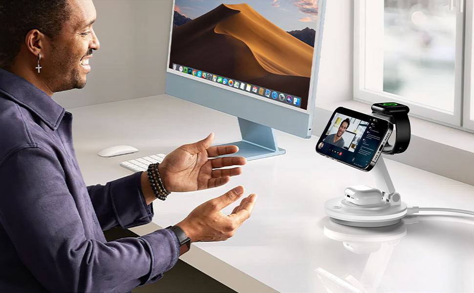 Зарядний пристрій MagSafe 3-в-1, складаний, для Apple Watch, iPhone та AirPods (білий)