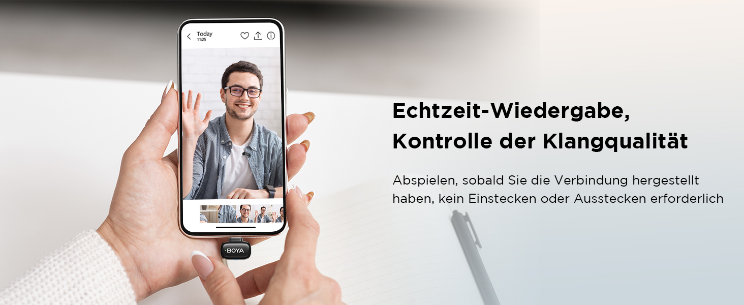 BOYA Mini 2: Бездротовий петличний мікрофон USB-C для iPhone/Android (48kHz/24Bit)