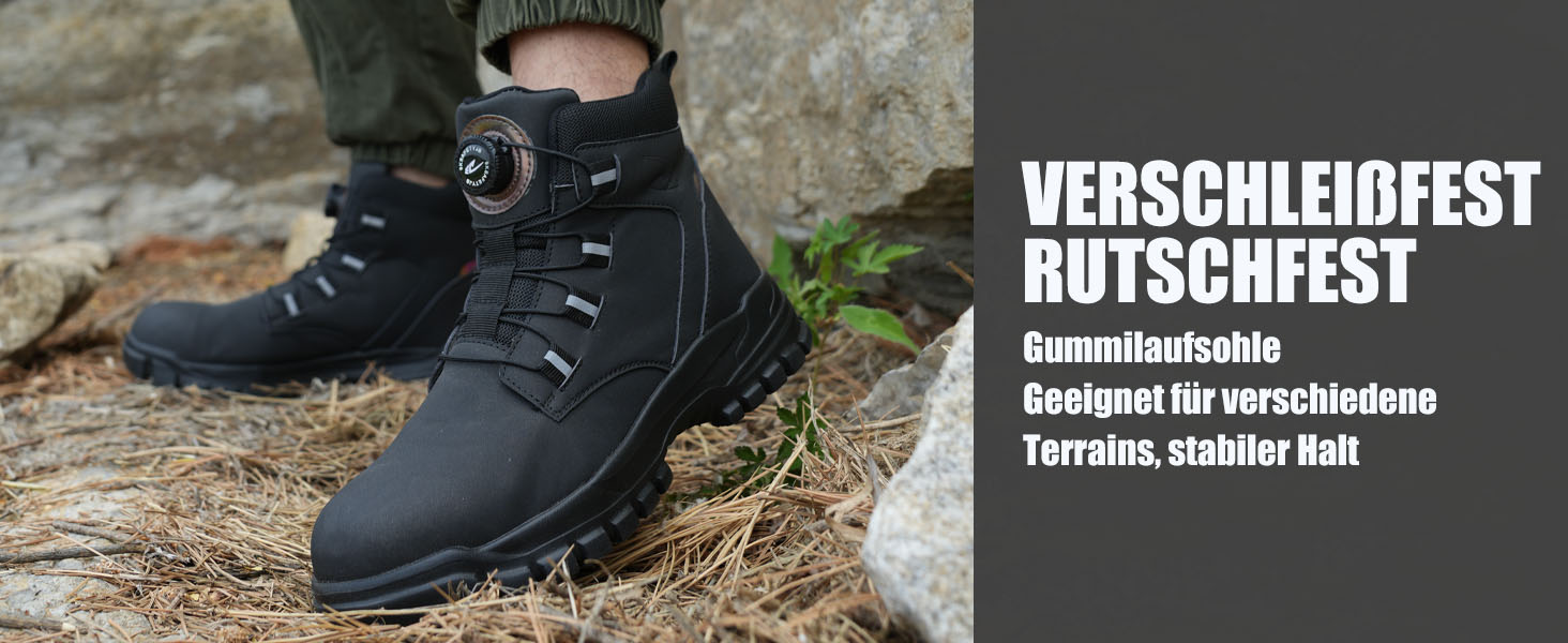 Черевики безпеки для чоловіків та жінок. Легкі, водонепроникні робочі черевики зі сталевим підноском. Чорні робочі черевики з антиковзкою підошвою. Розмір 43 EU