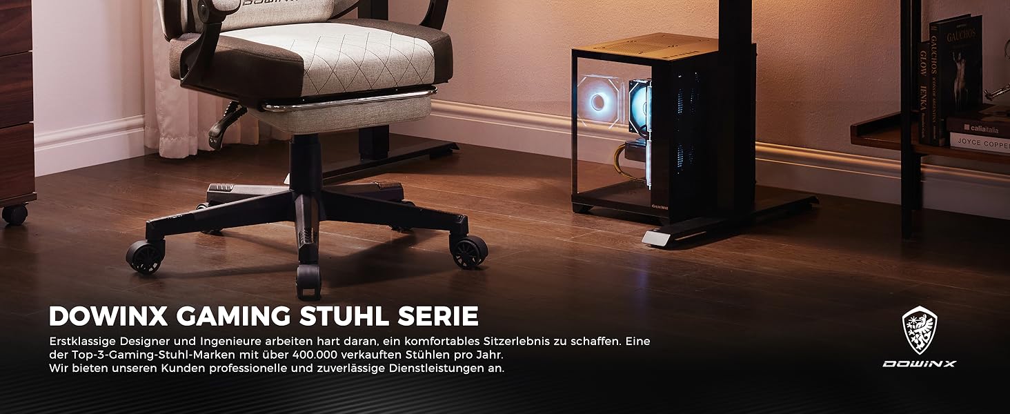 Ігровий крісло Dowinx з тканиною та пружинним сидінням, масажною підтримкою попереку, підніжкою для ніг, ергономічний дизайн, велике та високе, для офісу та ігор, 135 кг, коричневий