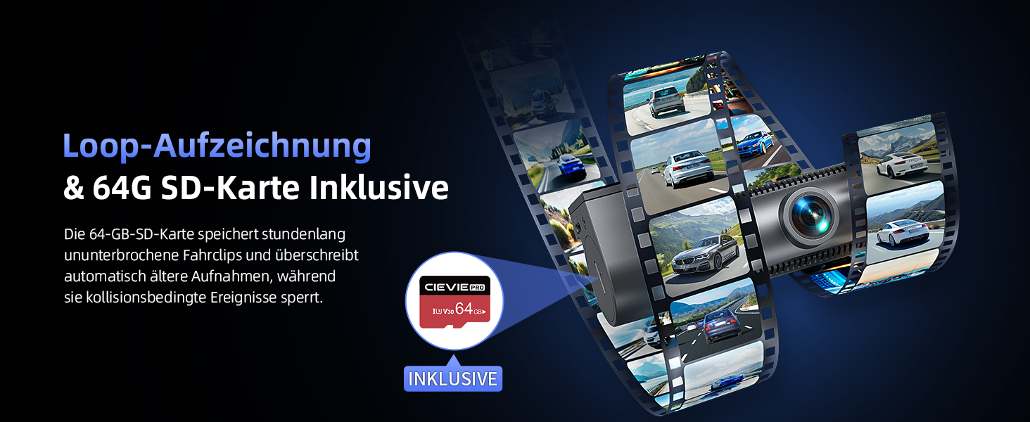 Відеореєстратор CIEVIE 4K+1080P з двома камерами, WiFi, IPS дисплей 1.5