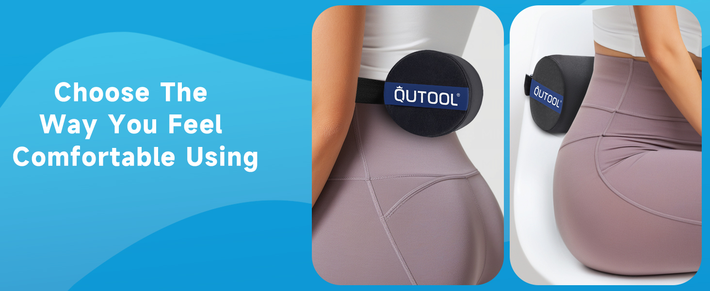 Підпорушка для спини Qutool з піною Memory Foam, для офісного та геймінгового крісла, підтримка поперекового відділу, регульовані ремені, сітчаста обкладка (Чорний)