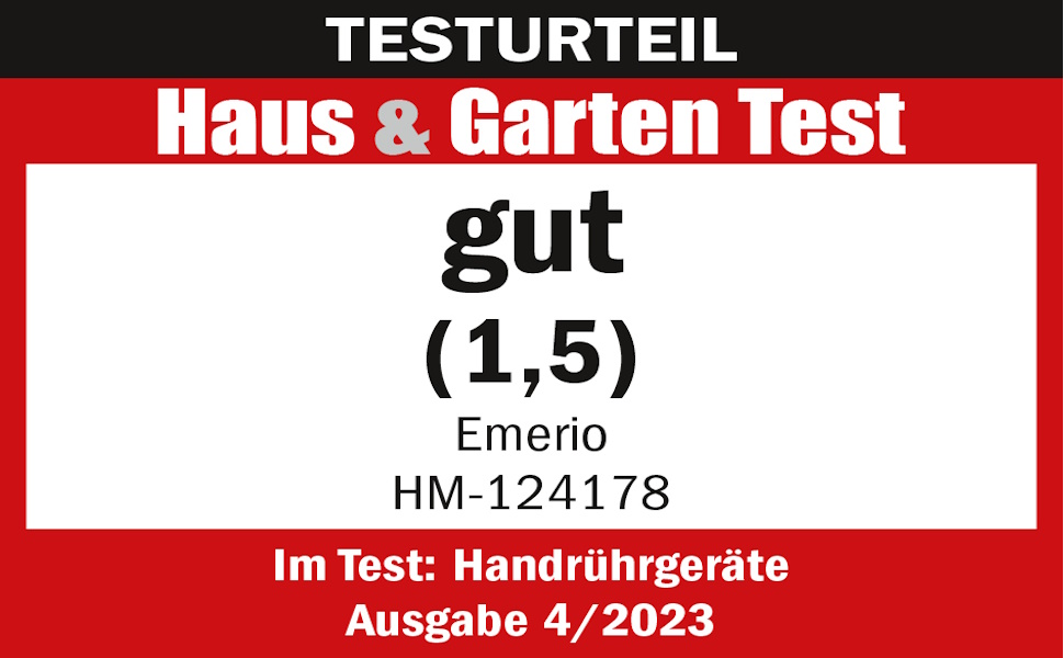 Електричний міксер EMERIO HM-124178: 250 Вт, 6 швидкостей, турбо-режим, нержавіюча сталь, мийка в посудомийній машині, BPA-free